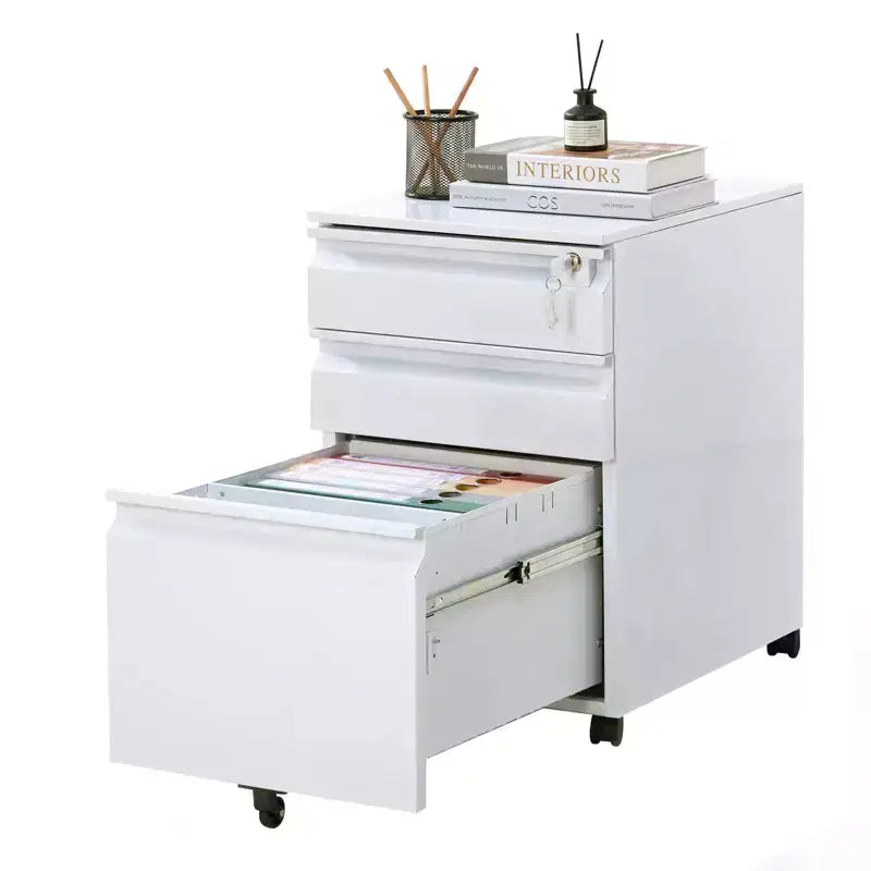 Steel 3-Drawer Rolling File Cabinet 14.57'' x 23.62''