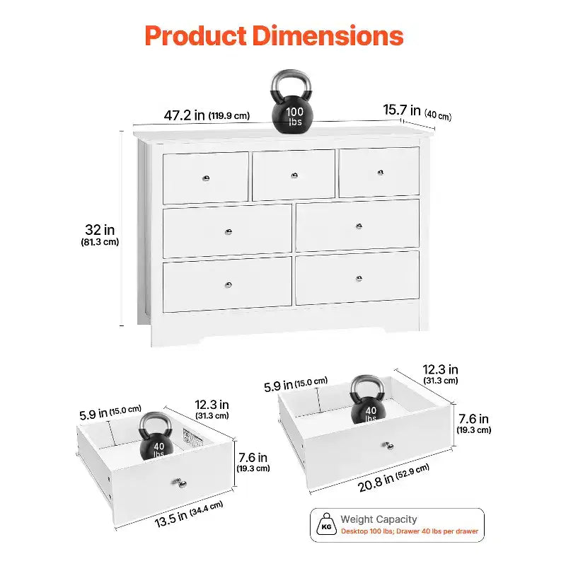 Particle Board 7-Drawer Dresser 47.2'' x 32''