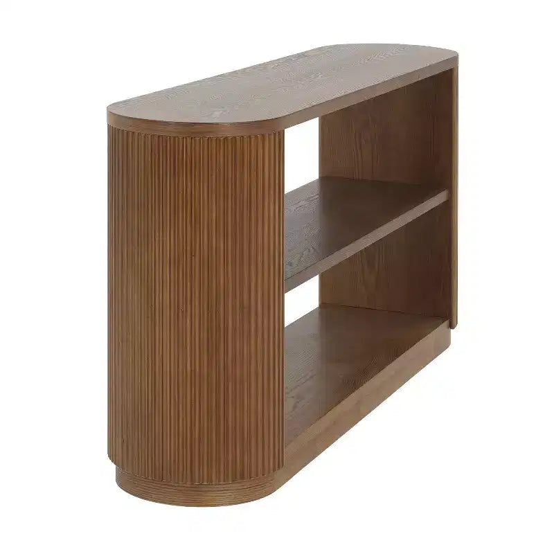 Consolle in legno e metallo con ripiani aperti 149,6 cm x 76 cm