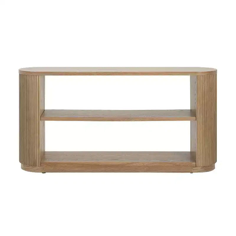 Consolle in legno e metallo con ripiani aperti 149,6 cm x 76 cm