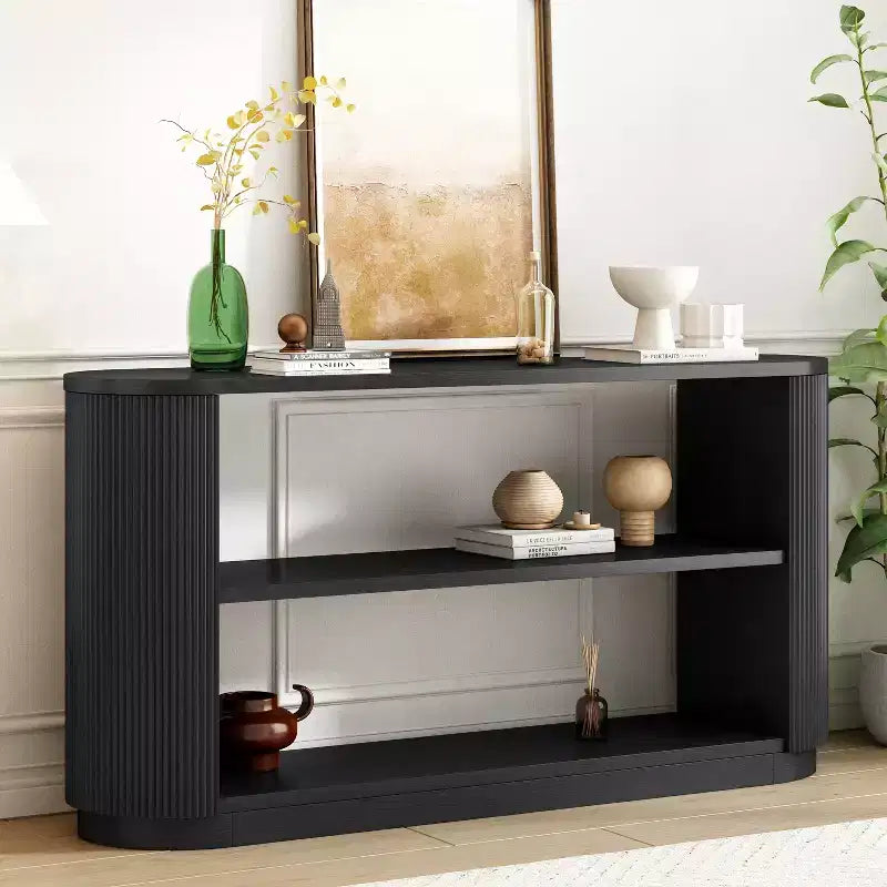 Consolle in legno e metallo con ripiani aperti 149,6 cm x 76 cm