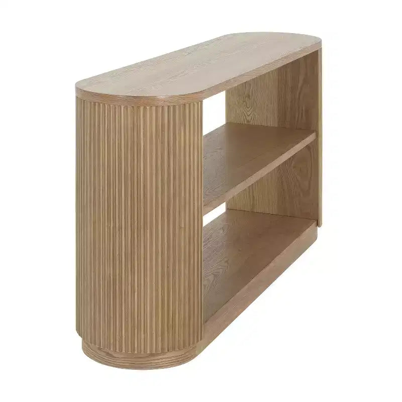 Consolle in legno e metallo con ripiani aperti 149,6 cm x 76 cm