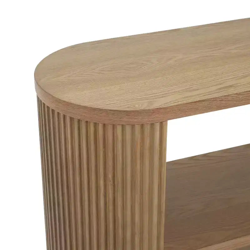 Consolle in legno e metallo con ripiani aperti 149,6 cm x 76 cm