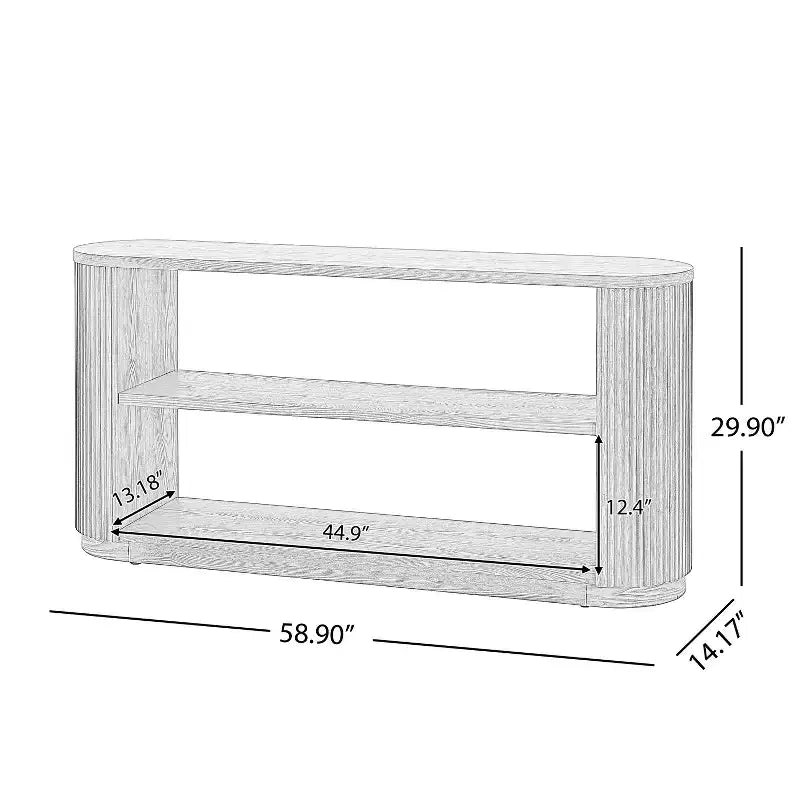 Consolle in legno e metallo con ripiani aperti 149,6 cm x 76 cm