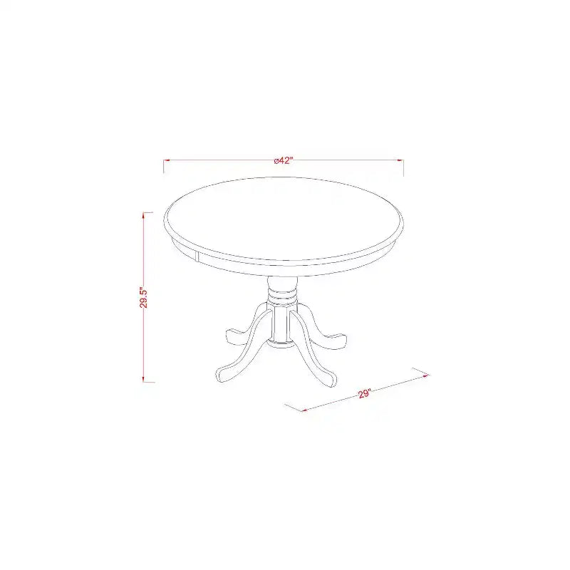 Tavolo da pranzo rotondo asiatico in legno di gomma 42'' x 29.5''