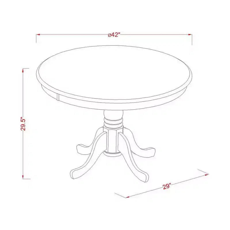 Tavolo da pranzo rotondo asiatico in legno di gomma 42'' x 29.5''