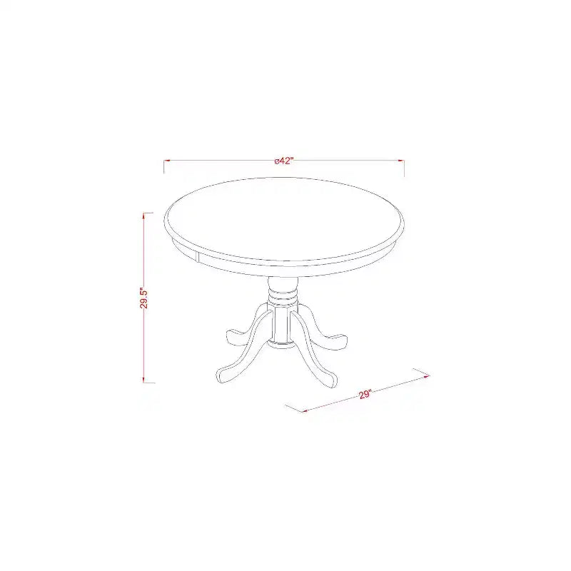 Tavolo da pranzo rotondo asiatico in legno di gomma 42'' x 29.5''