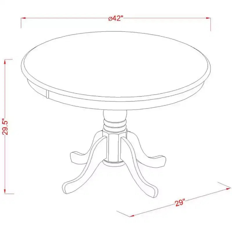 Tavolo da pranzo rotondo asiatico in legno di gomma 42'' x 29.5''