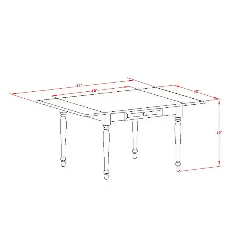 Tavolo da pranzo a ribalta in legno di gomma asiatico 54" x 36"