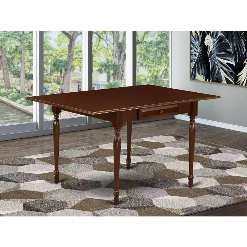 Tavolo da pranzo a ribalta in legno di gomma asiatico 54" x 36"