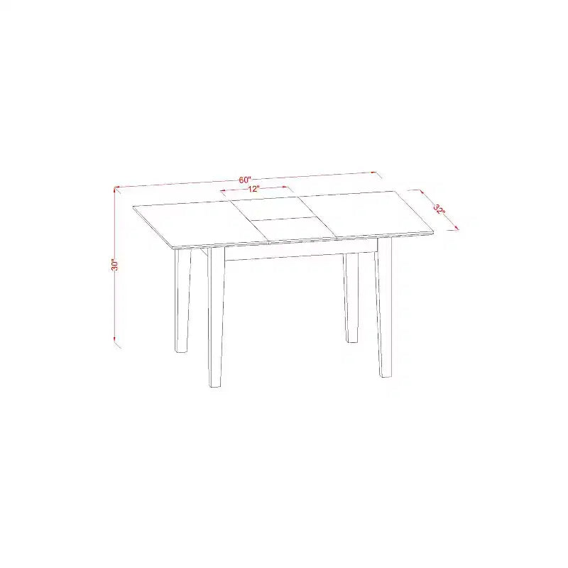 Asian Rubberwood Extension Dining Table 60'' x 30''