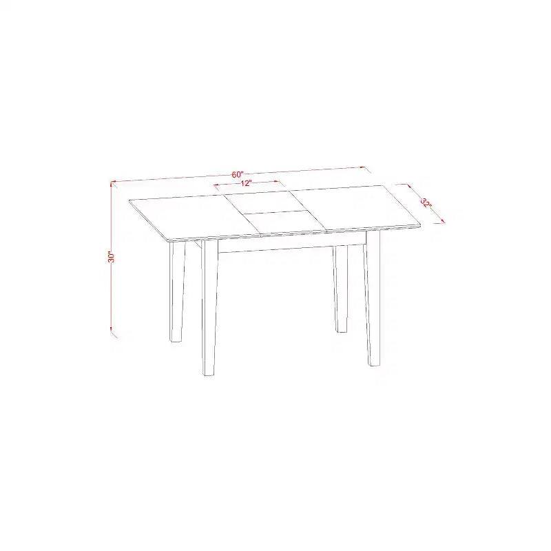 Tavolo da pranzo allungabile in legno di gomma asiatico 60'' x 30''