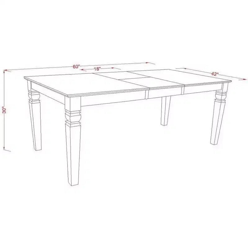 Tavolo da pranzo allungabile in legno di gomma asiatico 60'' x 42''