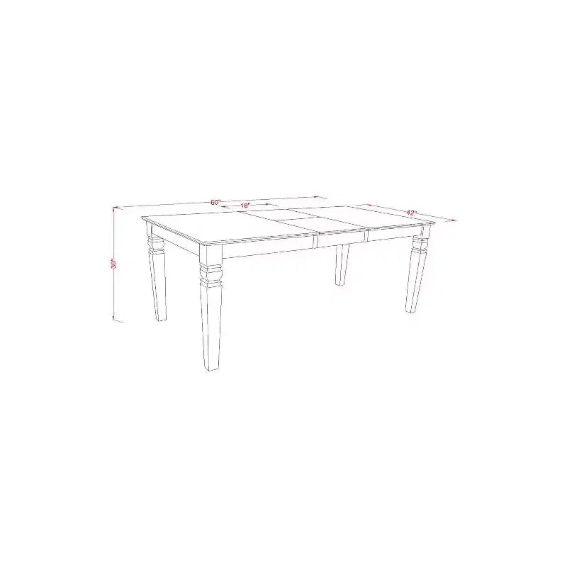 Tavolo da pranzo allungabile in legno di gomma asiatico 60'' x 42''