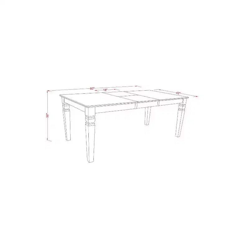 Tavolo da pranzo allungabile in legno di gomma asiatico 60'' x 42''