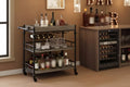3 Tier Rolling Bar Cart with Wine Rack, Mobile Serving Cart with Wheels & Removable Tray, Liquor Beverage Cart,Microwave Drink Cart, Brown