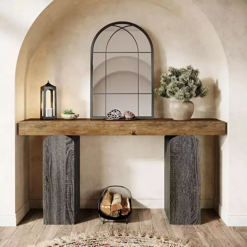 Consolle in legno MDF con gambe ad arco 160 x 35 cm