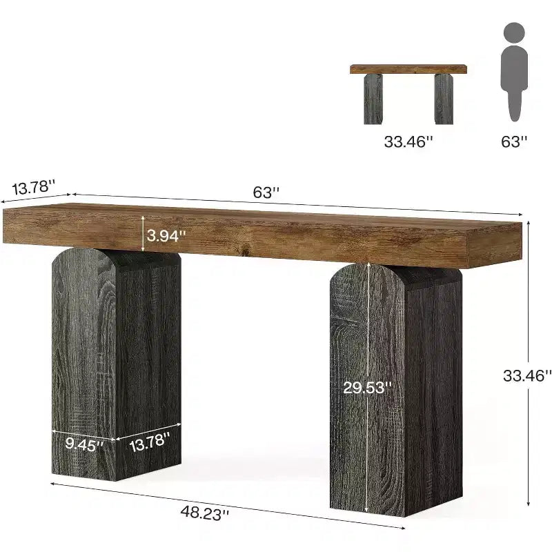 Consolle in legno MDF con gambe ad arco 160 x 35 cm