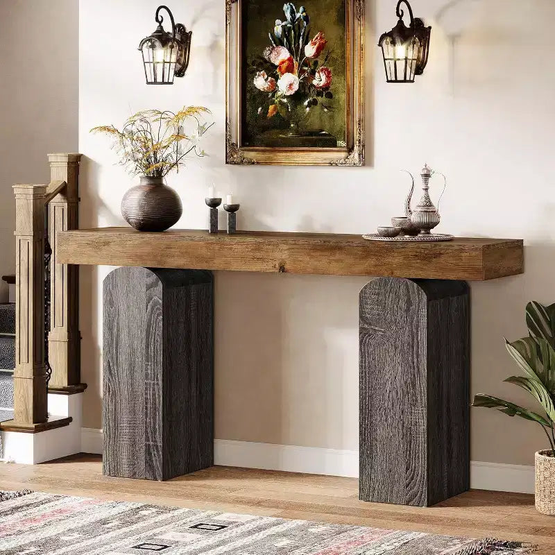 Consolle in legno MDF con gambe ad arco 160 x 35 cm