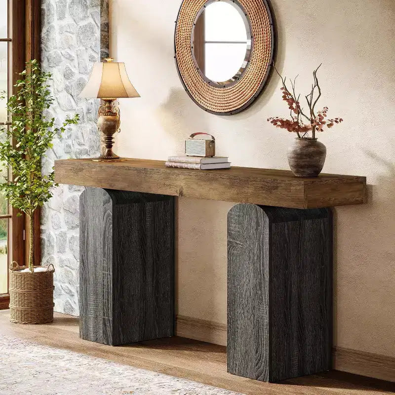 Consolle in legno MDF con gambe ad arco 160 x 35 cm