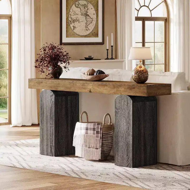 Consolle in legno MDF con gambe ad arco 160 x 35 cm