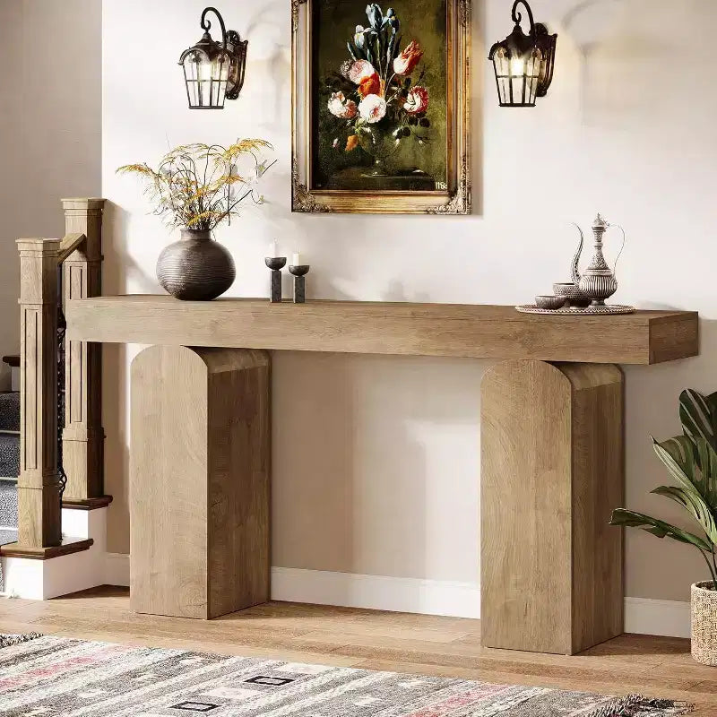 Consolle in legno MDF con gambe ad arco 160 x 35 cm