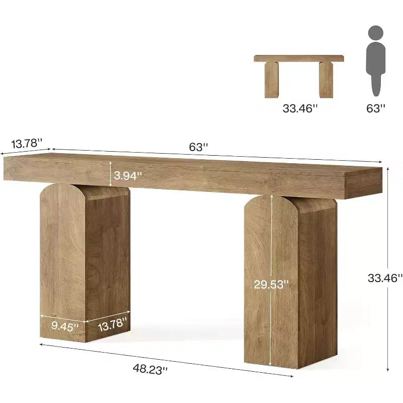 Consolle in legno MDF con gambe ad arco 160 x 35 cm