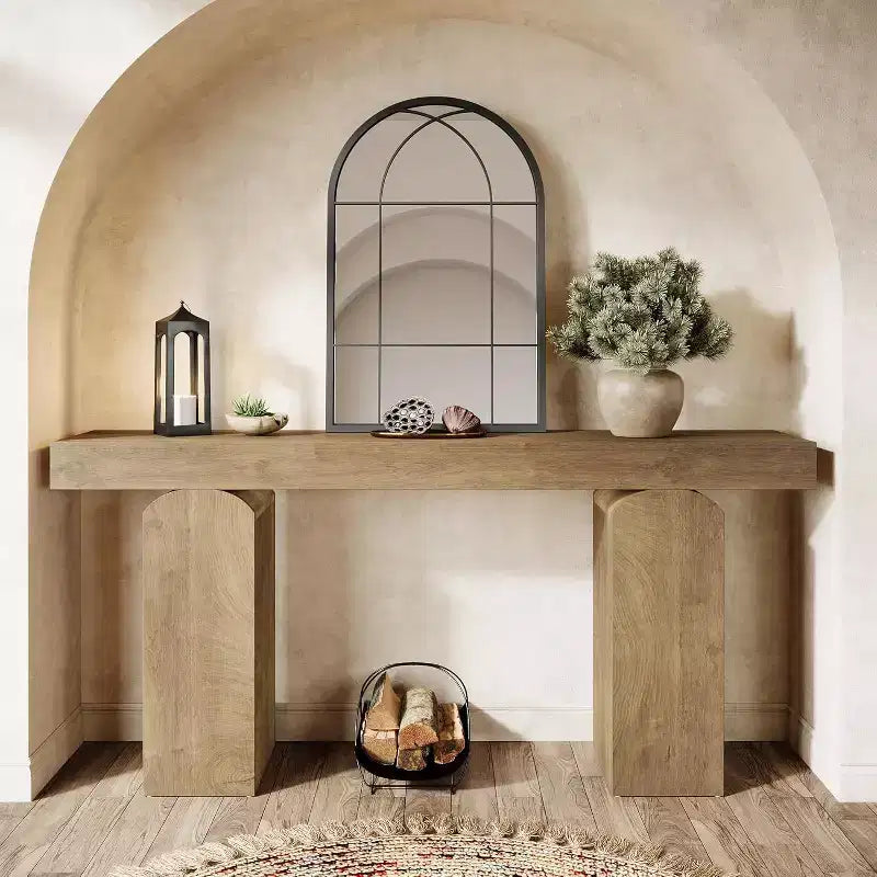 Consolle in legno MDF con gambe ad arco 160 x 35 cm