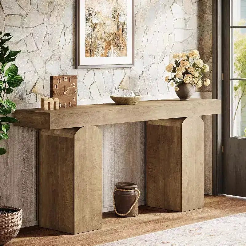 Consolle in legno MDF con gambe ad arco 160 x 35 cm