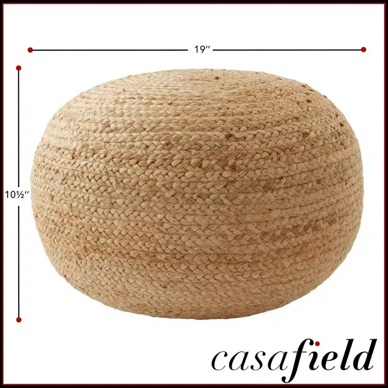 Jute Woven Round Pouf Ottoman 19'' x 10.5''