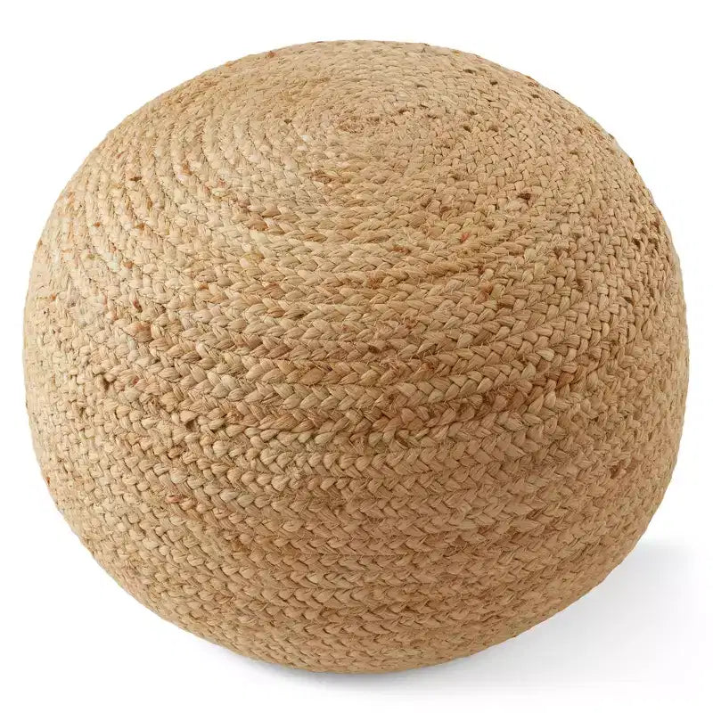 Jute Woven Round Pouf Ottoman 19'' x 10.5''