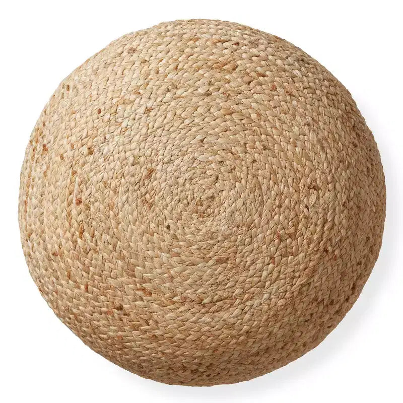 Jute Woven Round Pouf Ottoman 19'' x 10.5''