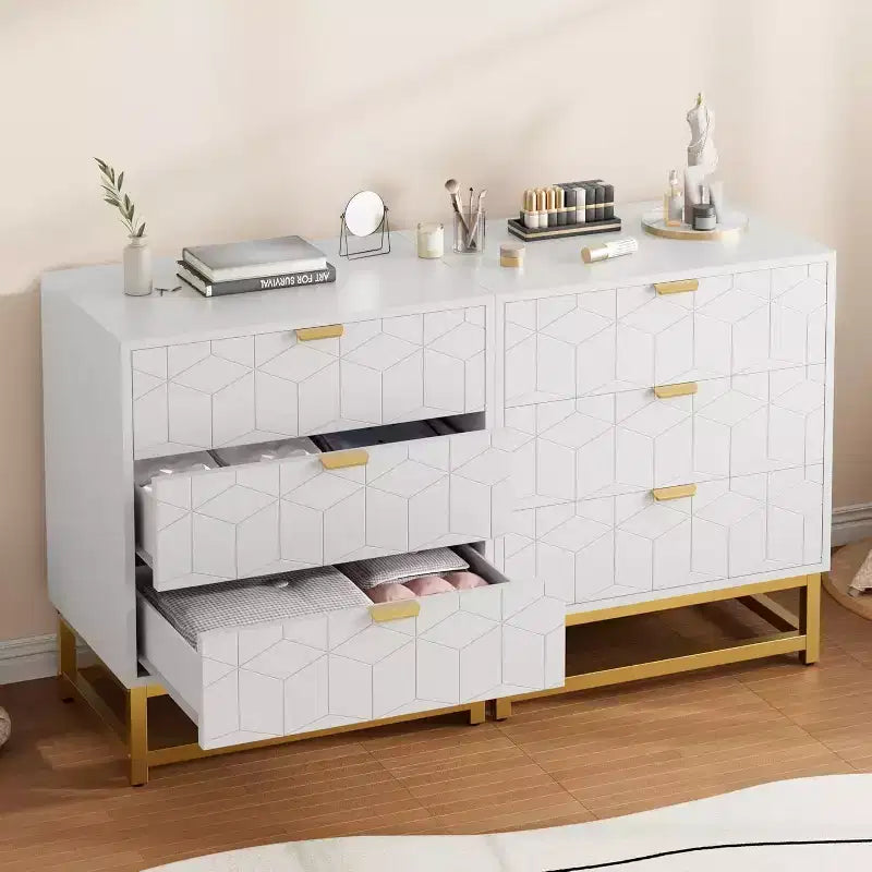 Cassettiera a 3 cassetti in MDF con gambe in metallo 60 x 71 cm