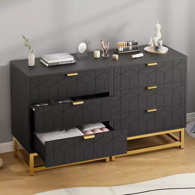 Cassettiera a 3 cassetti in MDF con gambe in metallo 60 x 71 cm