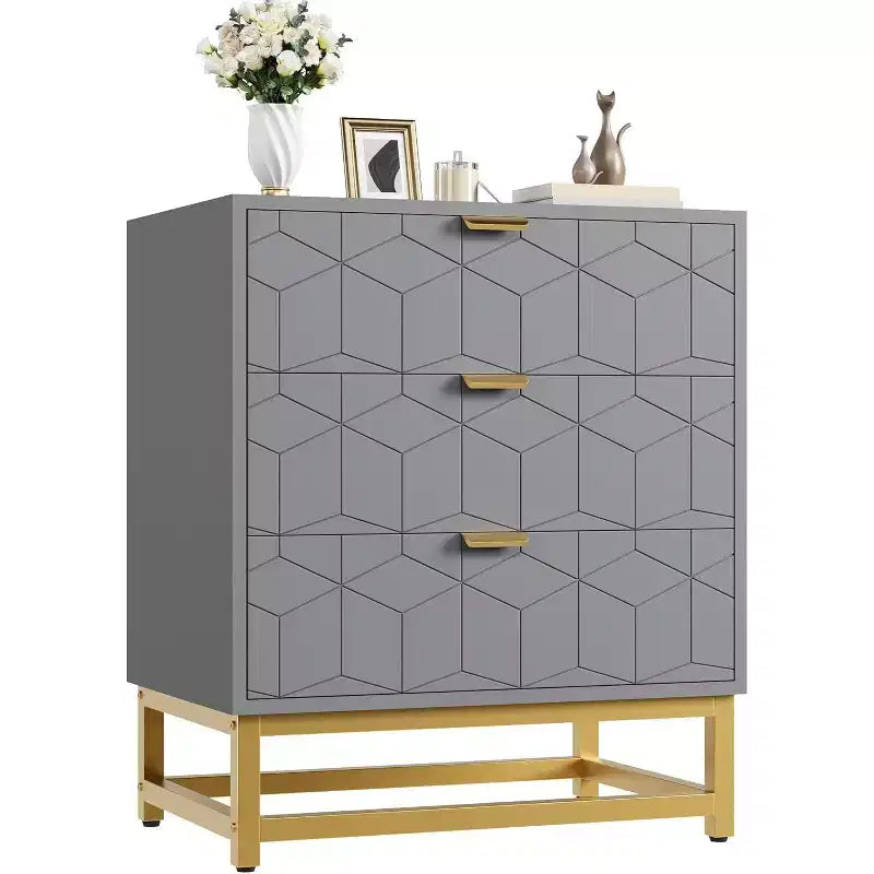 MDF 3-Drawer Dresser with Metal Legs 23.6'' x 27.9''
