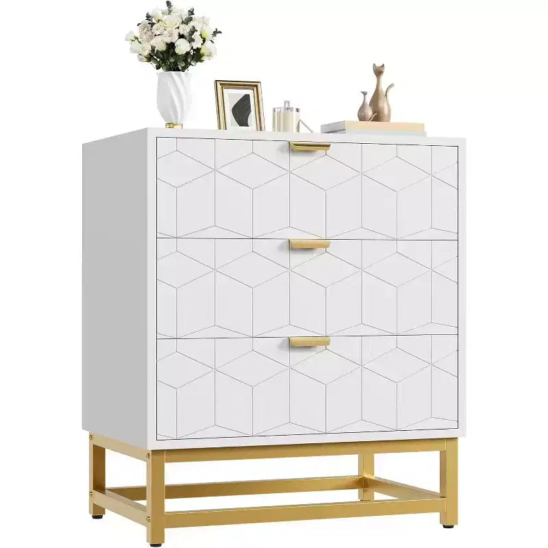 MDF 3-Drawer Dresser with Metal Legs 23.6'' x 27.9''
