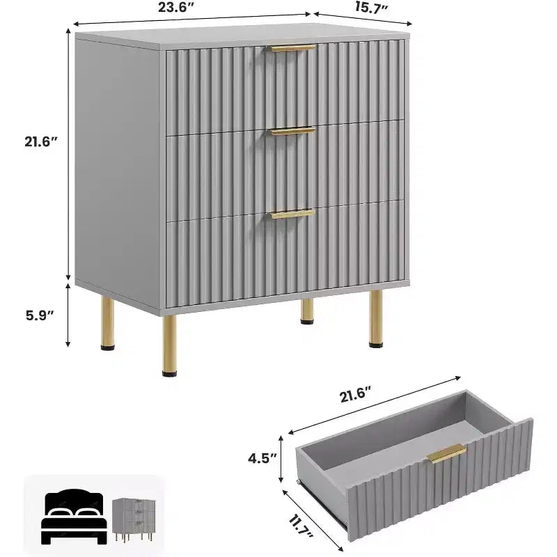 Cassettiera in MDF a 3 cassetti 70 x 75,5 cm
