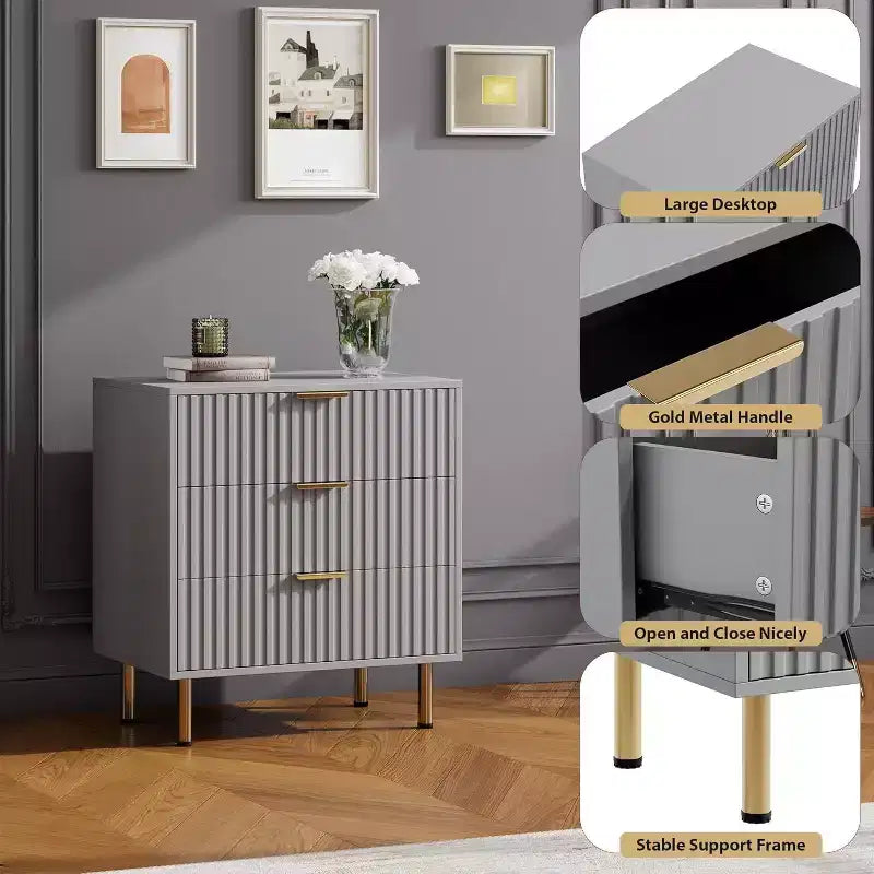 Cassettiera in MDF a 3 cassetti 70 x 75,5 cm