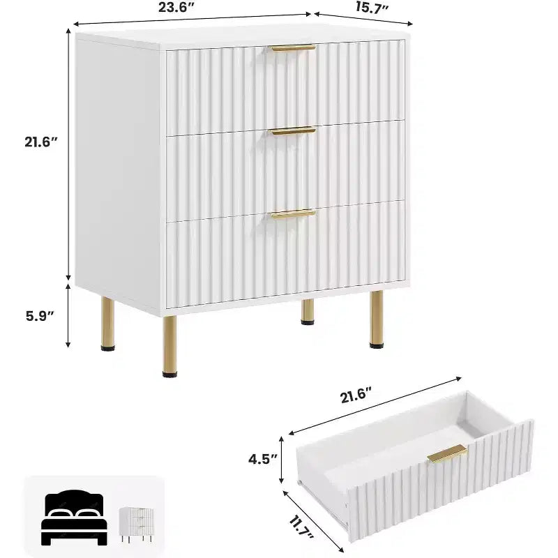 Cassettiera in MDF a 3 cassetti 70 x 75,5 cm