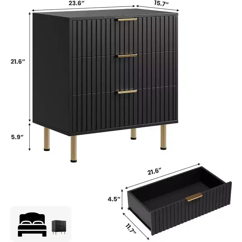 MDF 3-Drawer Dresser 27.56'' x 29.72''