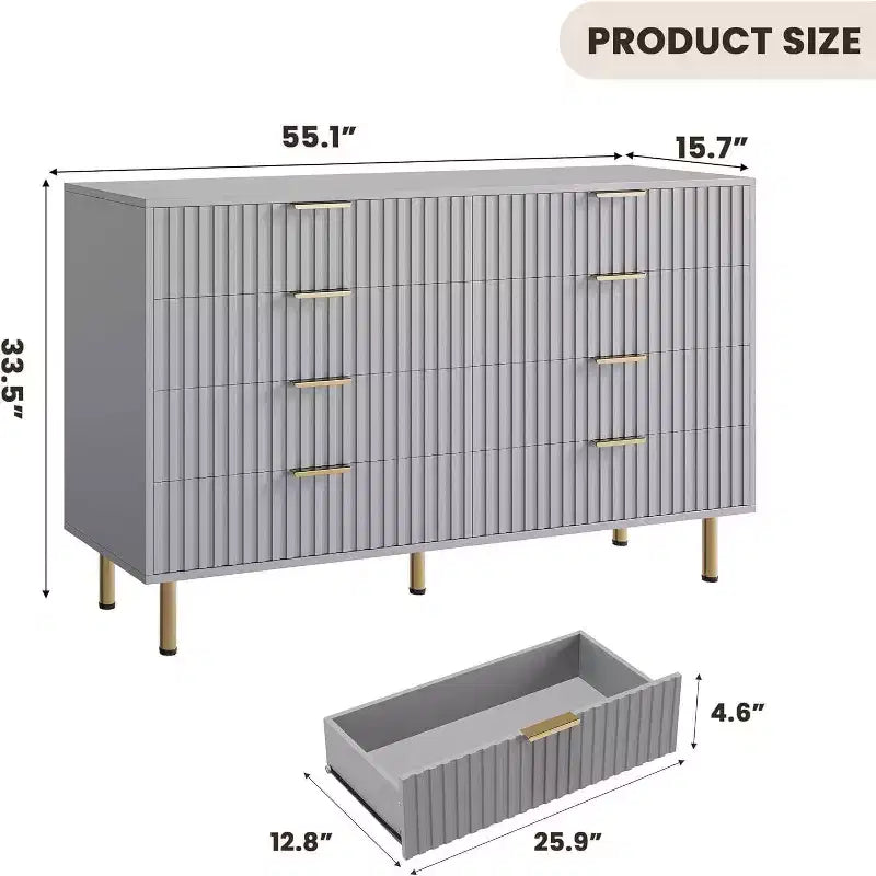 Comò a 8 cassetti in MDF 140 cm x 85 cm