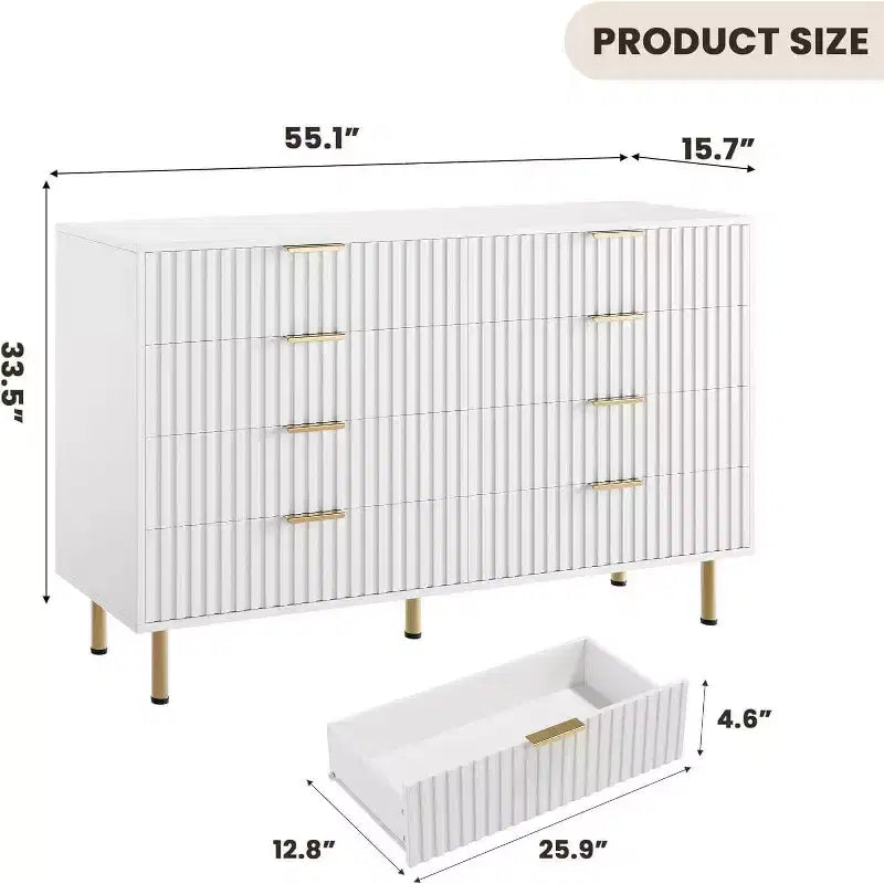 Comò a 8 cassetti in MDF 140 cm x 85 cm