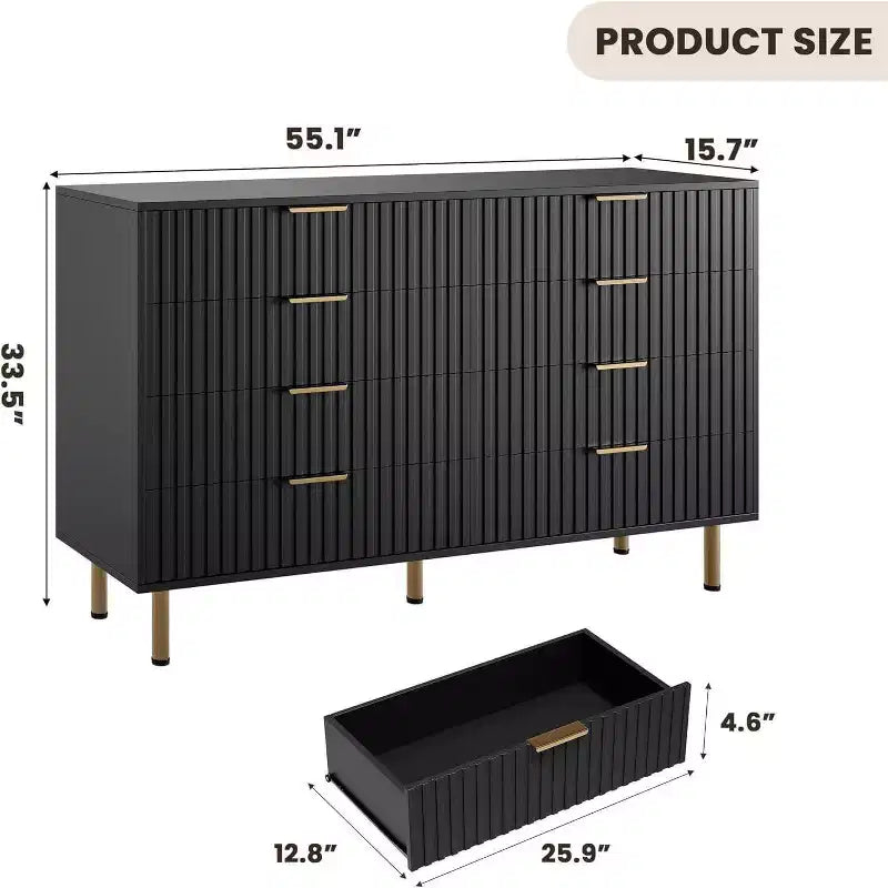 Comò a 8 cassetti in MDF 140 cm x 85 cm