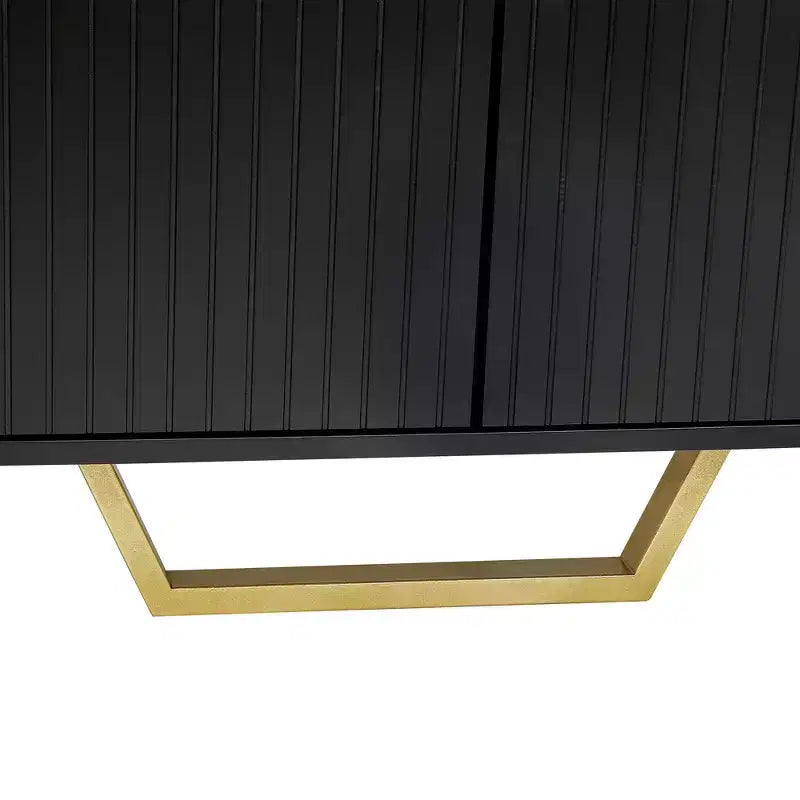 Mobile buffet credenza con 4 ante, maniglie in metallo e ripiani regolabili, nero
