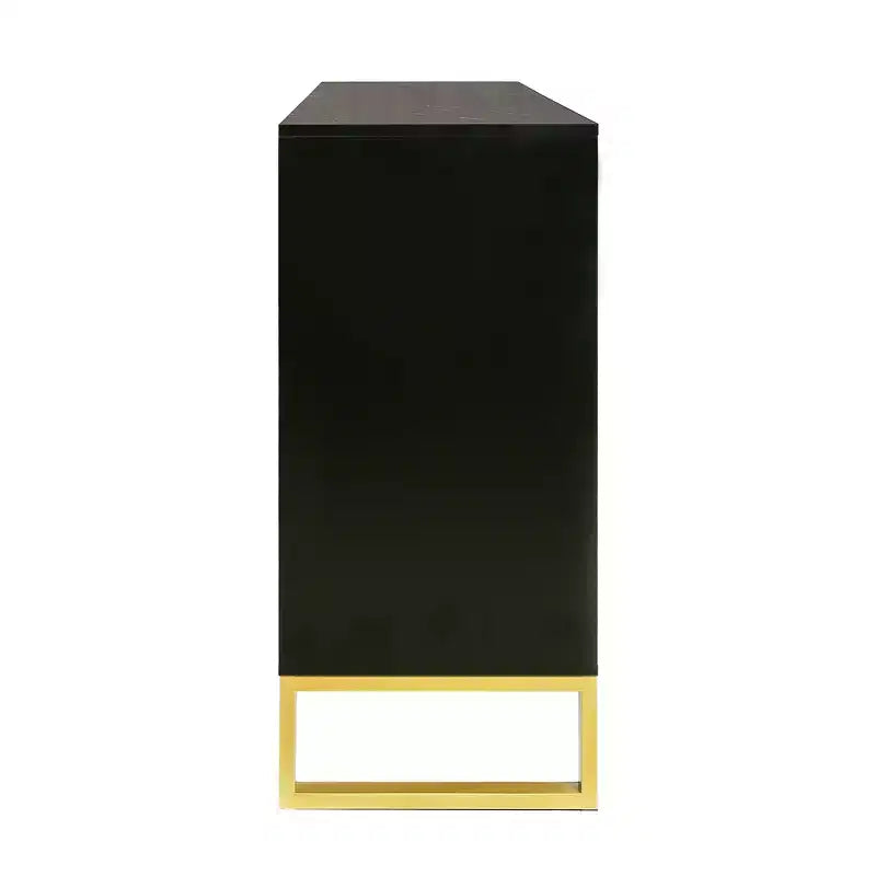 Mobile buffet credenza con 4 ante, maniglie in metallo e ripiani regolabili, nero