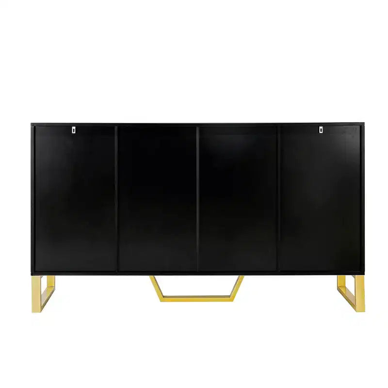 Mobile buffet credenza con 4 ante, maniglie in metallo e ripiani regolabili, nero