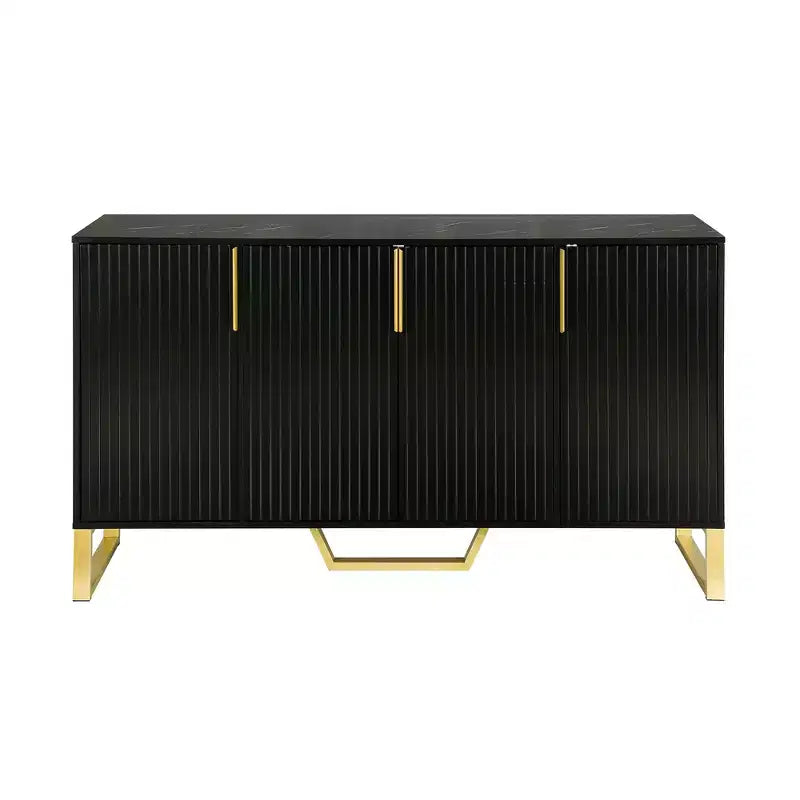 Mobile buffet credenza con 4 ante, maniglie in metallo e ripiani regolabili, nero