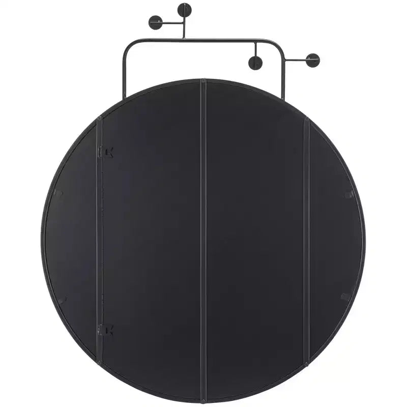 Specchio rotondo da parete, cornice in ferro nero, 79 x 98 cm