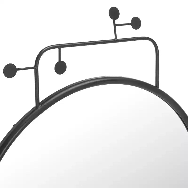 Specchio rotondo da parete, cornice in ferro nero, 79 x 98 cm
