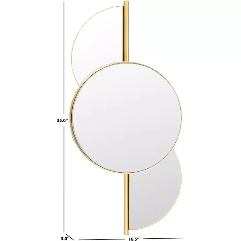 Specchio da Parete, Cornice in Ferro Dorato e Nero, 16.5" x 35"